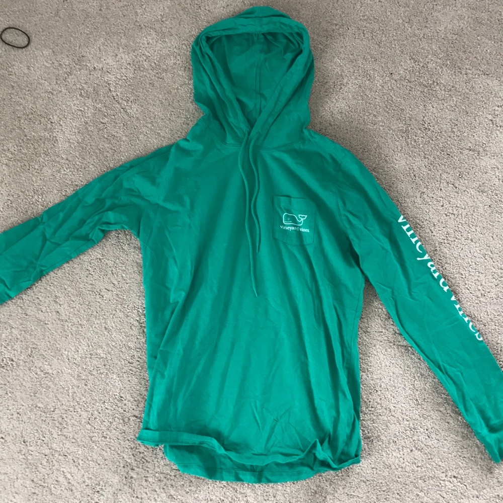 Vineyard Vines Green Hooded Long Sleeve T